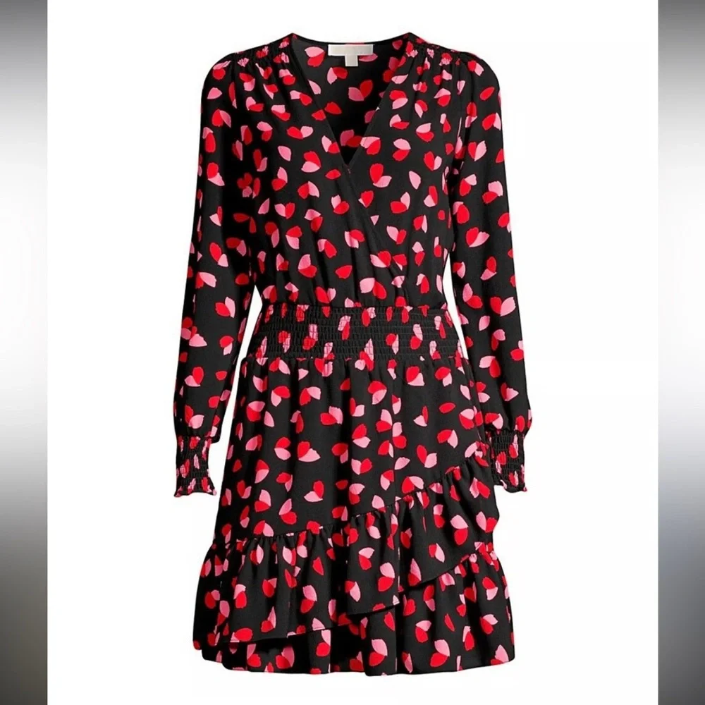 MICHAEL KORS Petal Crepe Wrap Ruffle Dress - Picture 6 of 7